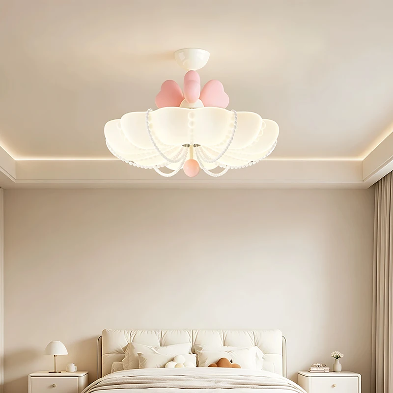 Children's Room Cloud Ceiling Lamps Pink Love Heart Shape Princess Room Cloud Lamp Cream Style Warm Girl Bedroom Ceiling Lights
