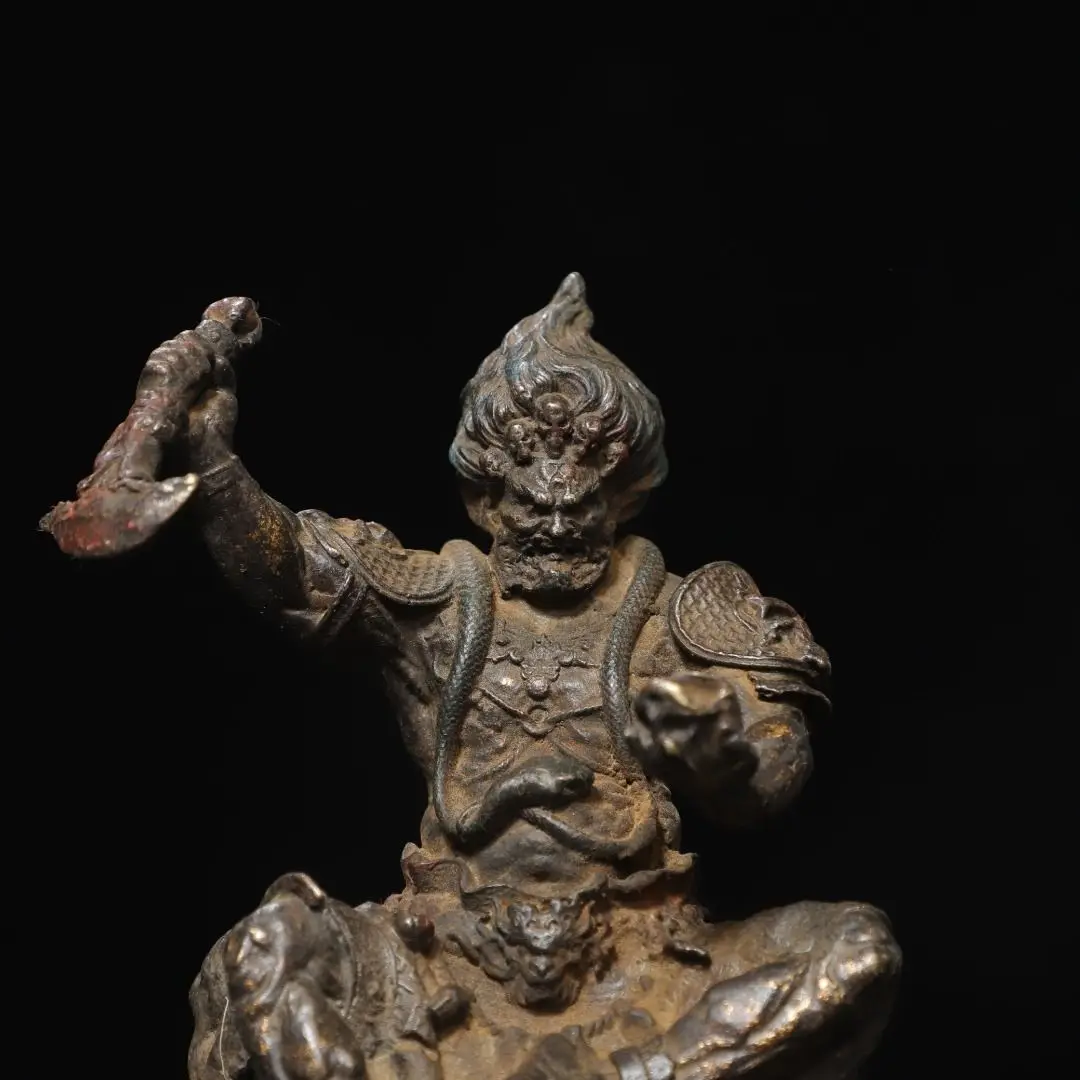 Antique Vajrapani Statue Tibetan Buddhism Guardian Buddha Figurine  Dharma Protector Home Altar Decor Ornament