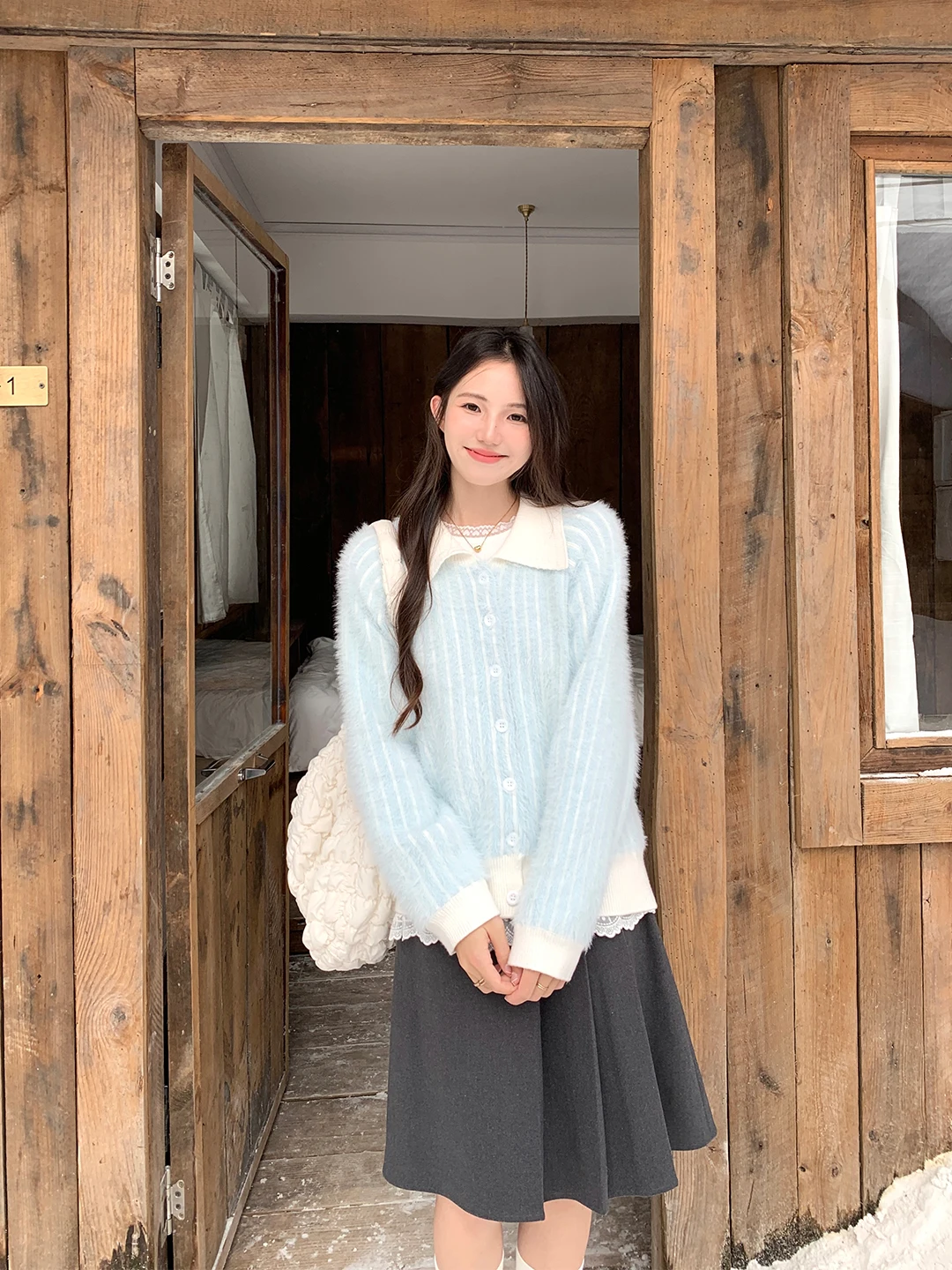 

Уютный двусторонний женский свободный зимний вязаный свитер из искусственной норки с поддельными норками, теплый повседневный длинный свитер на пуговицах...