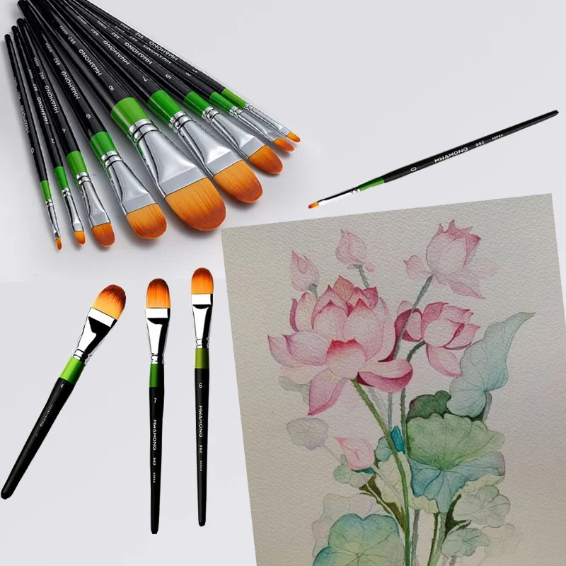 

Nylon Paint Brushes Easy To Clean Not Easy To Shed Hairs for Watercolor Gouache Acrylic Oil Painting Graffiti Makeup Brushes