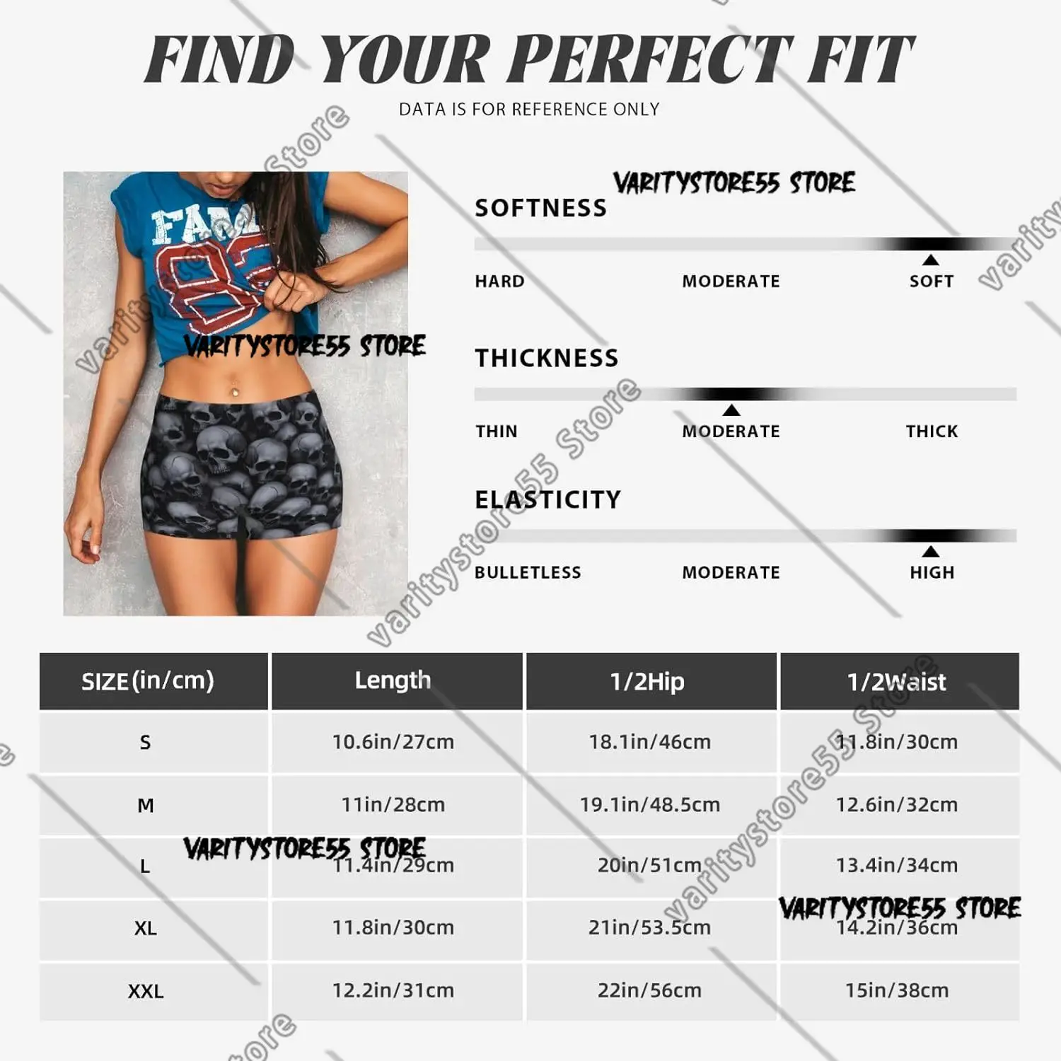 شورت تمرين على شكل جمجمة قوطية للنساء، شورت لراكبي الدراجات اليوغا، سروال ضيق لرفع الأرداف #4