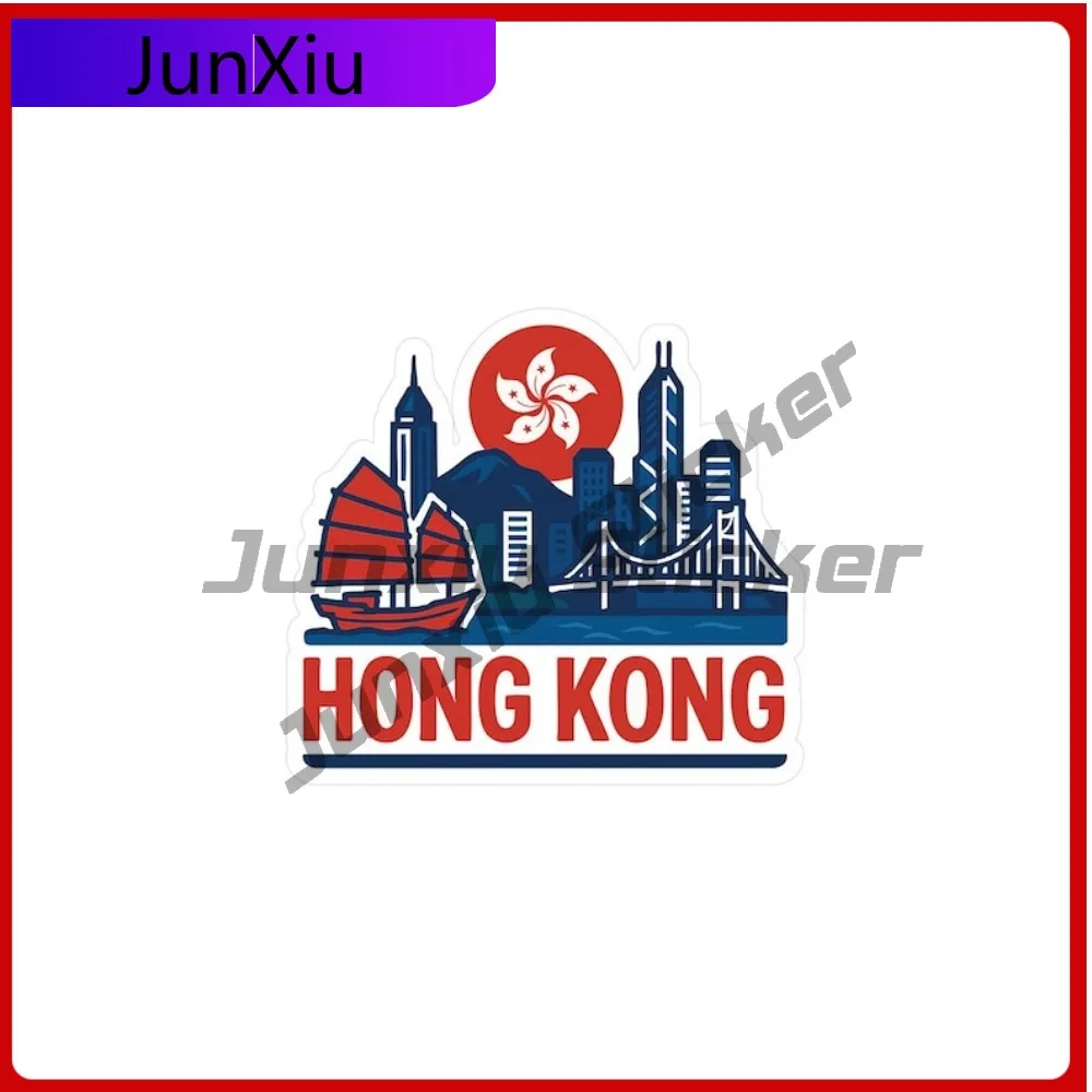 

Hong Kong China Travel Sticker Vinyl Waterproof Die-cut Decal City Skyline Landmark Design Waterproof Decals For Trunk Windshiel