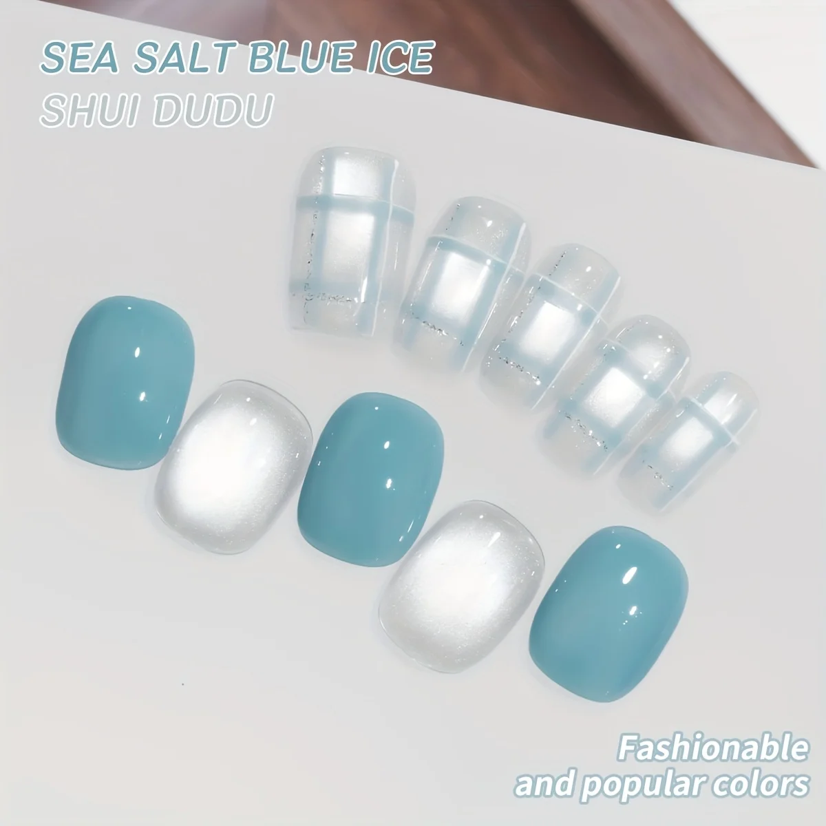 2 szt. Modny kolor na wiosnę/lato 2025, lodowo-niebieski, solny, ultra-błyszczący żelowy lakier do paznokci typu \"kocie oko\" z efektem kropli wody.