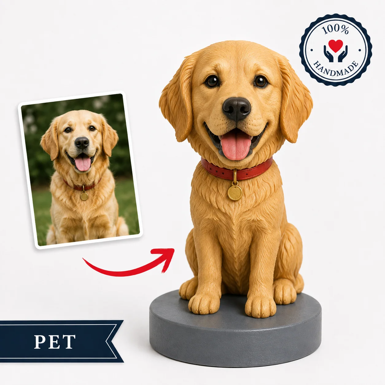 Custom Pet Bobblehead from Photo Personalized Handmade Dog Figurine Memorial Gift for Pet Lovers