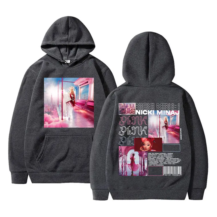 Rapper Nicki Minaj Pink Friday 2 Cover Graphic Hoodie Male Fashion Vintage Sweatshirt Streetwear Men Women Hip Hop Rap Hoodies