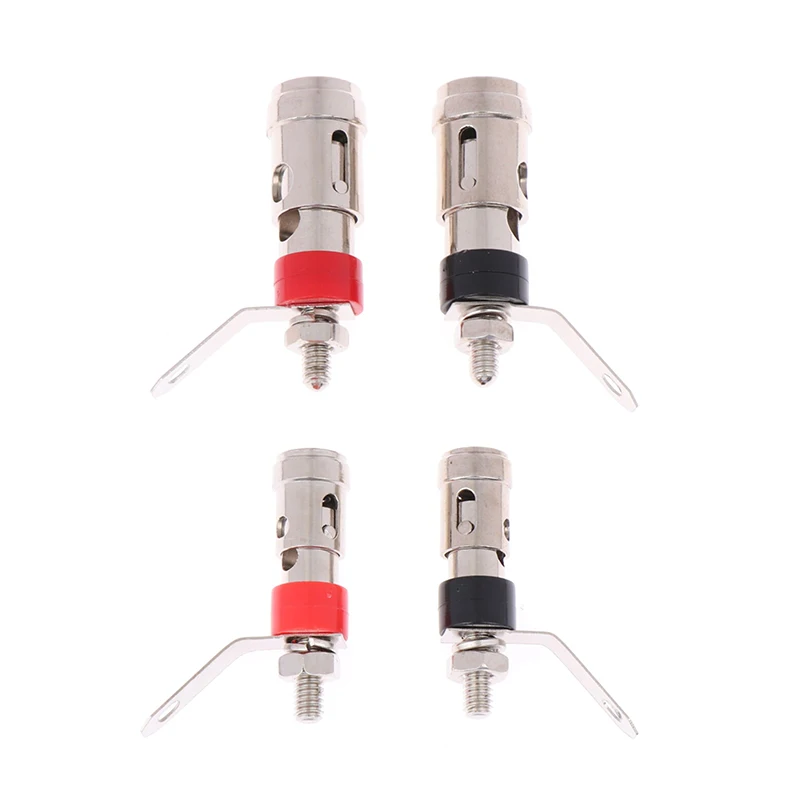 High Quality 2PCS Nickel Plated 2/4mm L Banana Audio Plug Jack Socket Connector Amplifier Terminal Spring Loaded Binding Post