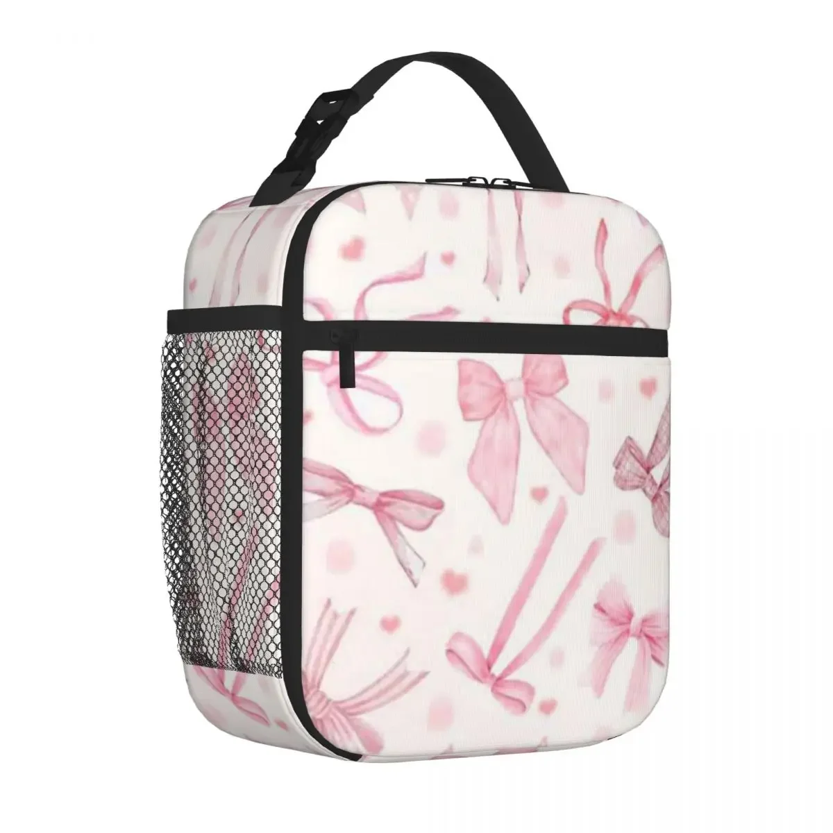 Bestselling Pink Bow Dreamscape Design Gloss Finish Lightweight Lunch Bag Office Break Nylon Lunch Bag