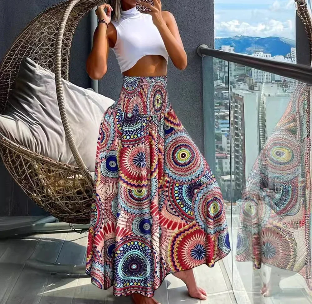 

Skirt for Women Streetwear New Fashion Versatile Elegant High Waist Slimming Printed Female'sHalf Body Dress Y2k 2024 Summer