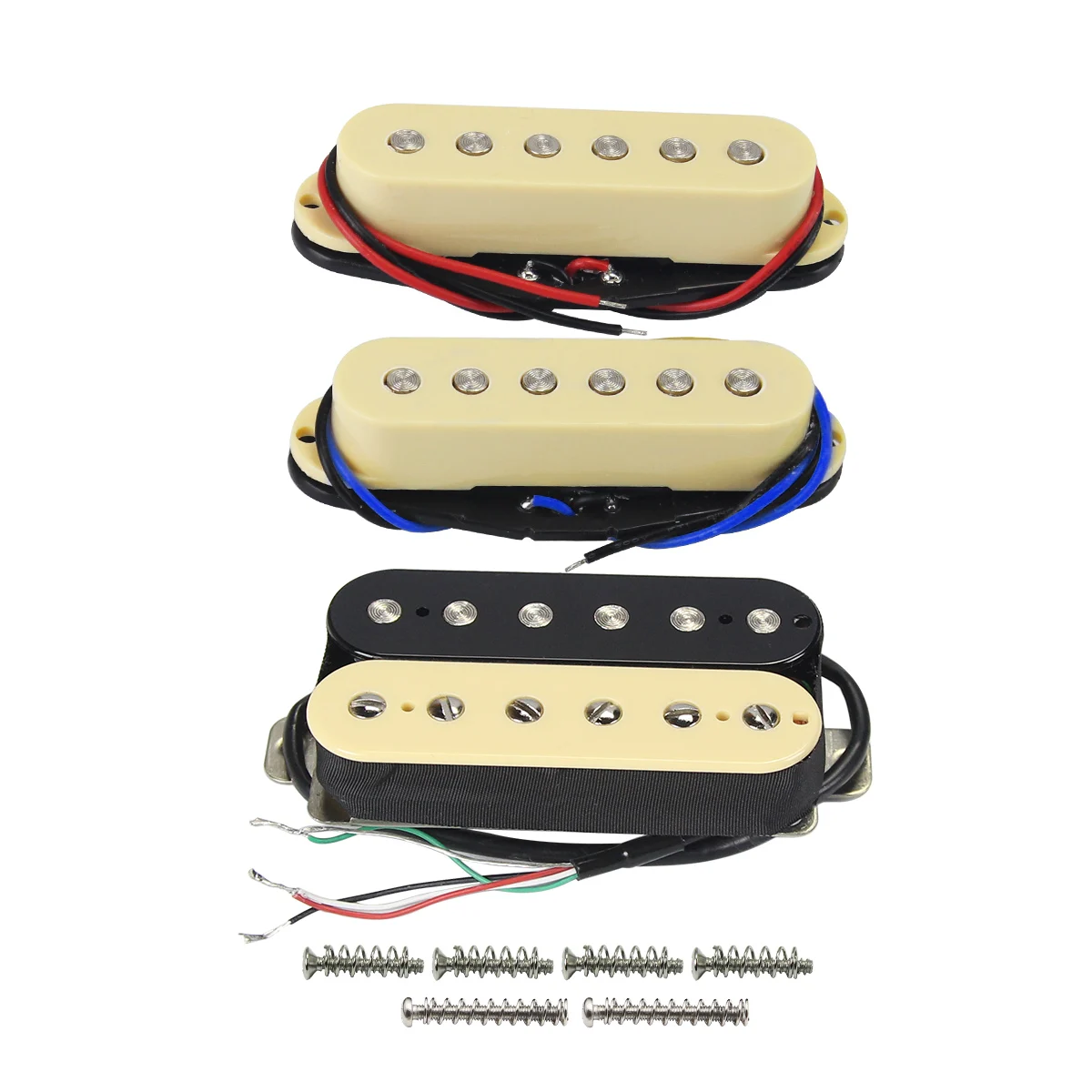 FLEOR 3PCS Ceramic Humbucker Pickup Guitar & Single Coil Pickups Set for HSS SSH Guitar Parts