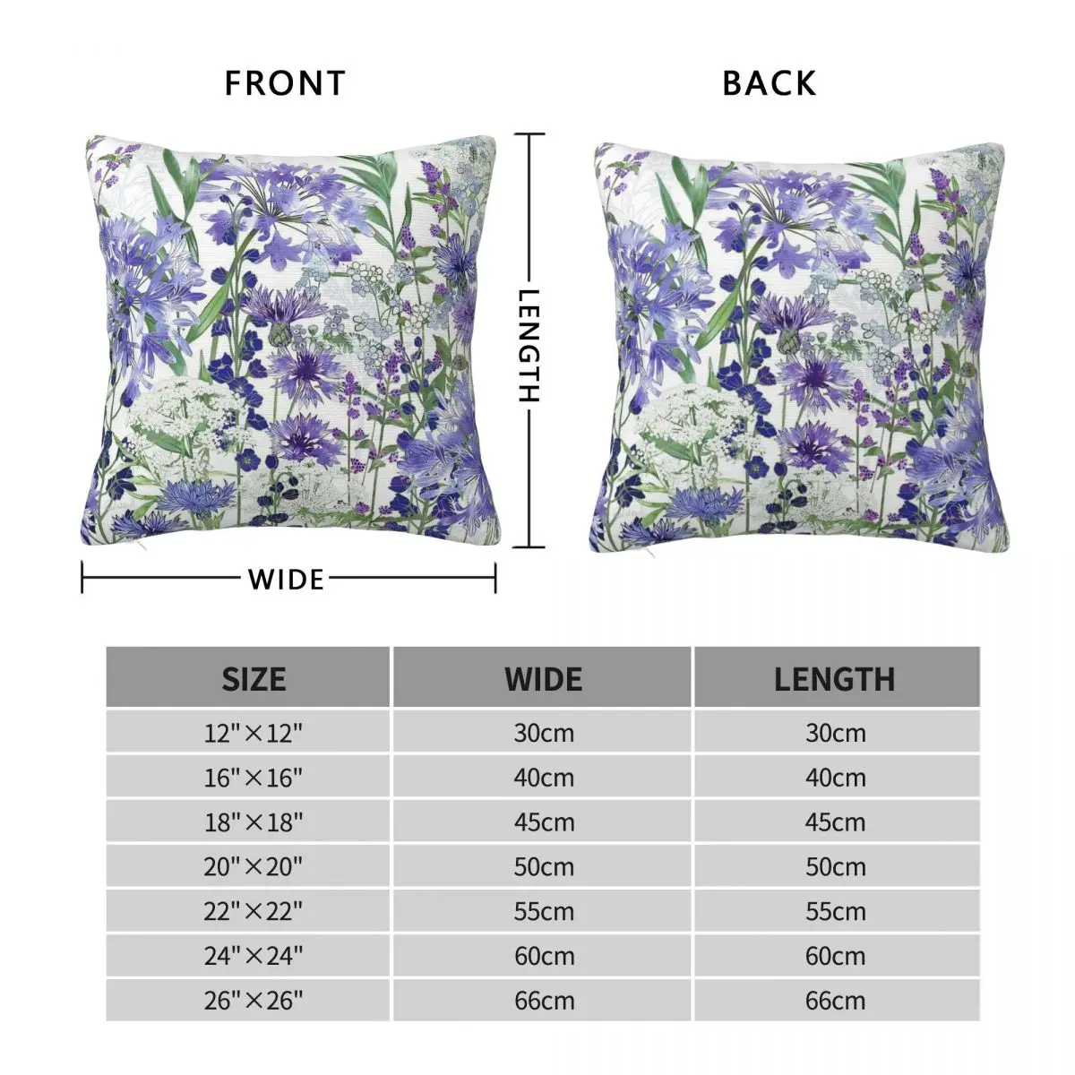 Blue Flower Garden Agapanthus Square Pillowcase Polyester Linen Velvet Printed Zip Throw Pillow Case Sofa Seater Cushion Cover