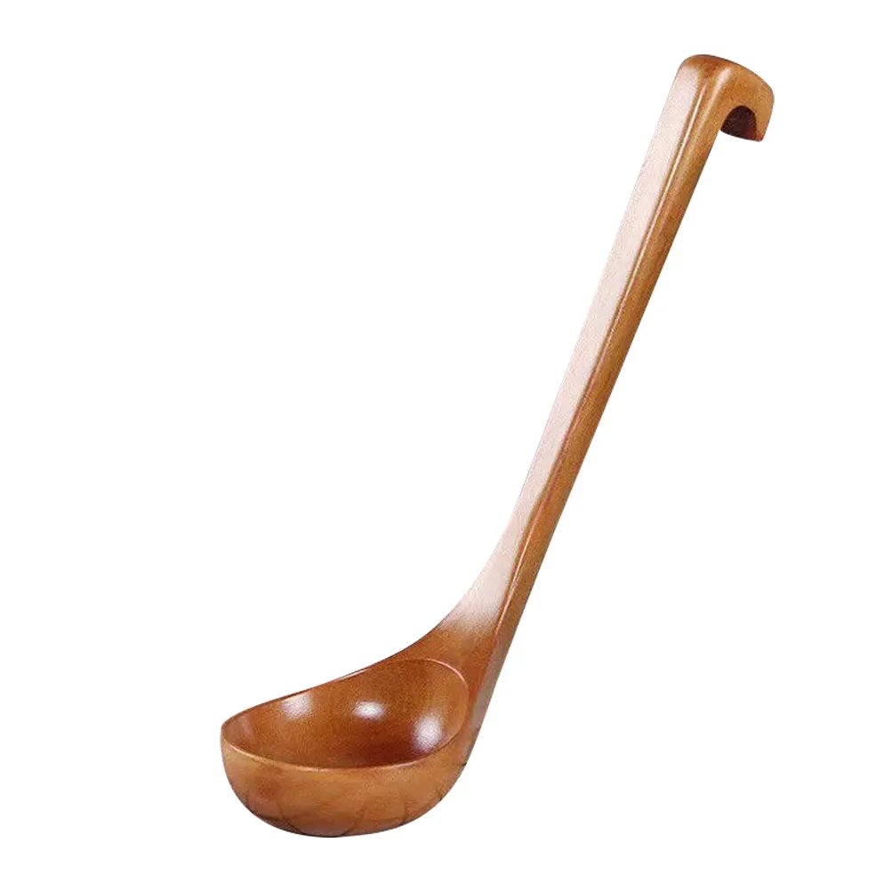 

Hangable Wooden Soup Ladle with Long Handle Japanese Style Large Capacity for Soup Stew Porridge Ramen Serving Kitchen Cooking