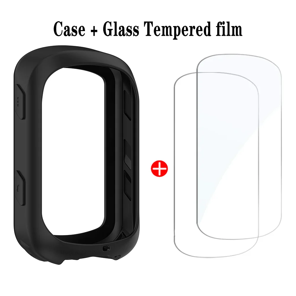 TPU Silicone Case+2Pcs Tempered Glass For Garmin Edge 840 540 GPS Stopwatch Protective Cover 540 Screen Protector Cover Bumper