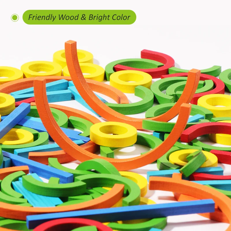 Anillos de palo de rompecabezas 3D para niños, juego de rompecabezas de madera, juguetes educativos Montessori, forma de aprendizaje temprano, Color a juego, cognición