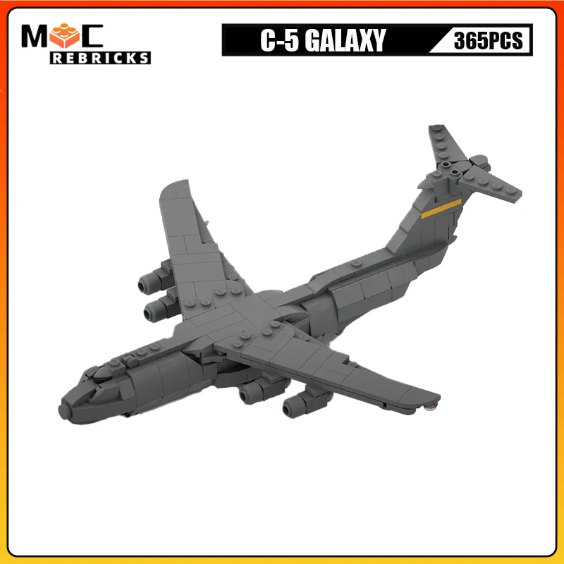 

Classic Cargo Airplane C-5 GALAXY Military Fighter Strategic Transport Aircraft MOC Building Blocks Assembly Model Kid's Toys