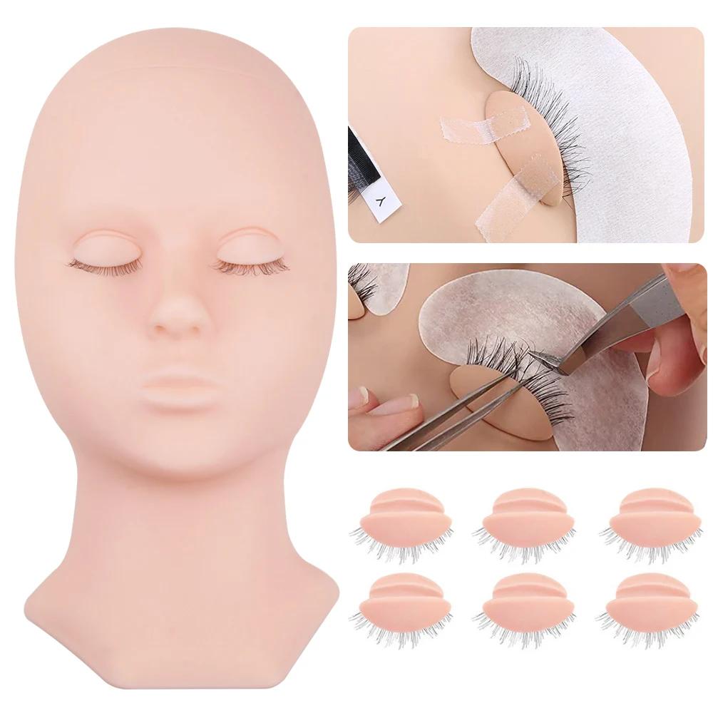 Eyelash Extension Training Head With Silicone Removable Eyelid Practice Lash Mannequin Head Beginner Training Lash Lift Supplies