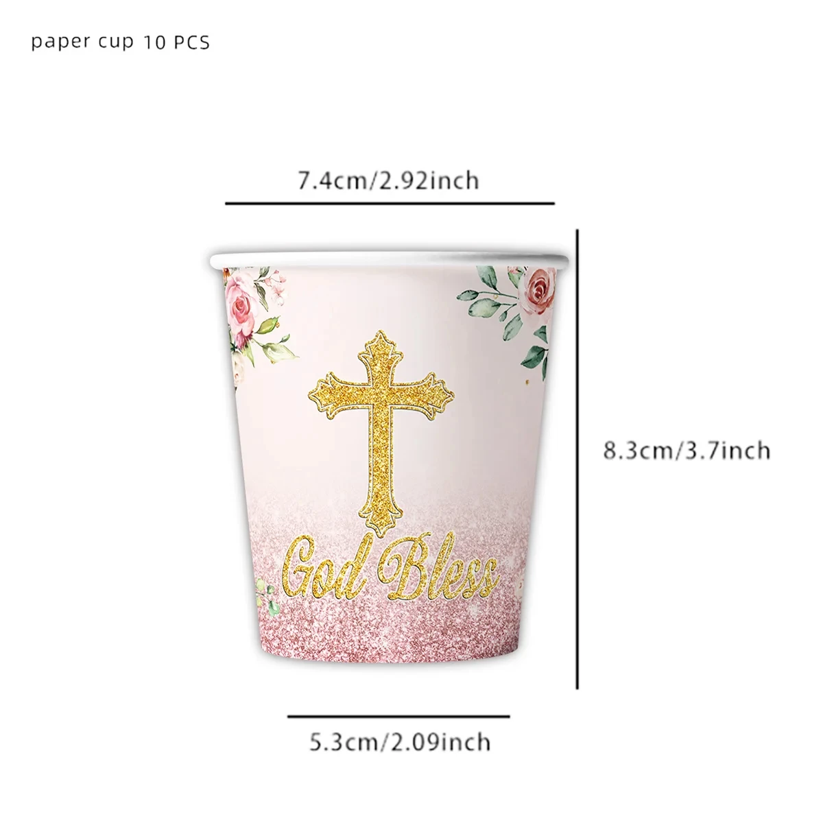 Pink Religious God Bless Cross Baptism Party Supplies God Bless Paper Dessert Plates Cups Cross Napkins First Communion