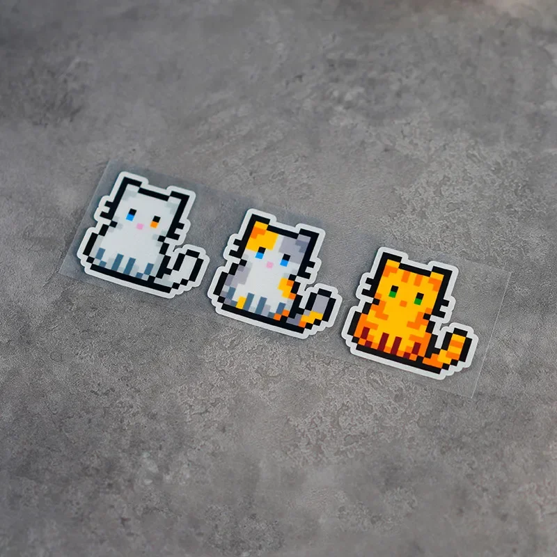 Car Styling Tape Cute Pixel Cat Animal Fun Reflector Reflector Stickers Waterproof for Motor Helmet Fuel Tank Case Decal