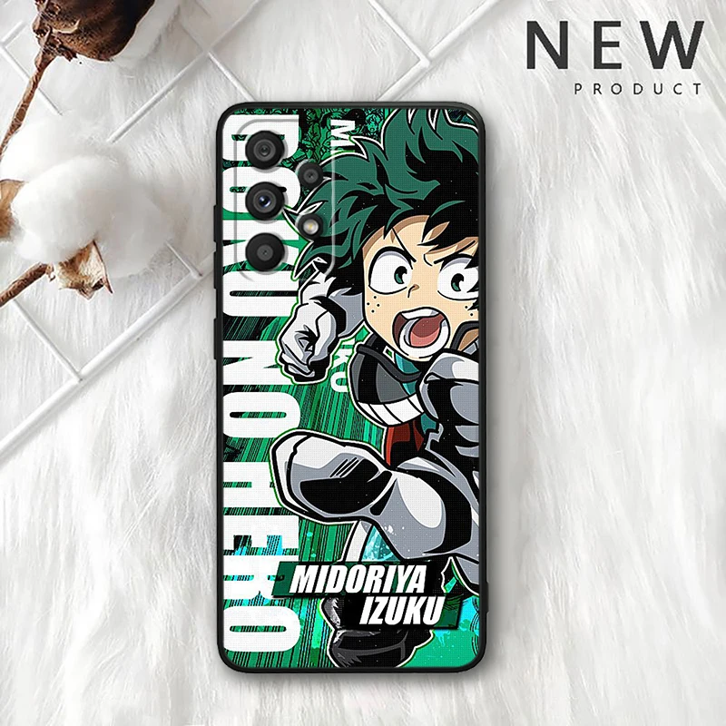 Comic My Hero Academia For Samsung Galaxy A73 A72 A55 A54 A53 A52S A34 A33 A32 A25 A23 Soft Black Phone Case