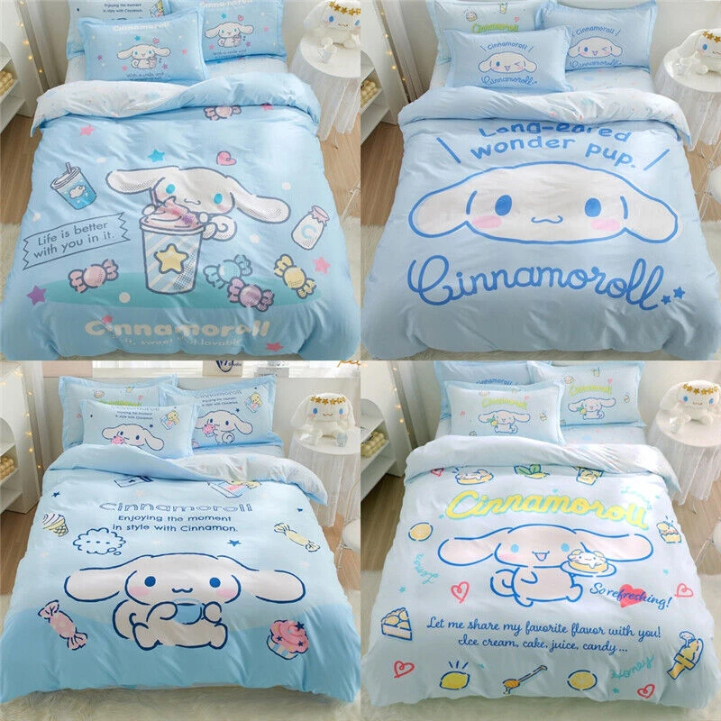 2/3pc New Cartoon Cinnamoroll Sanrio Duvet Cover Light Blue Kids Gifts Teen Boys Girls Bedding Set Single Double Size Room Decor