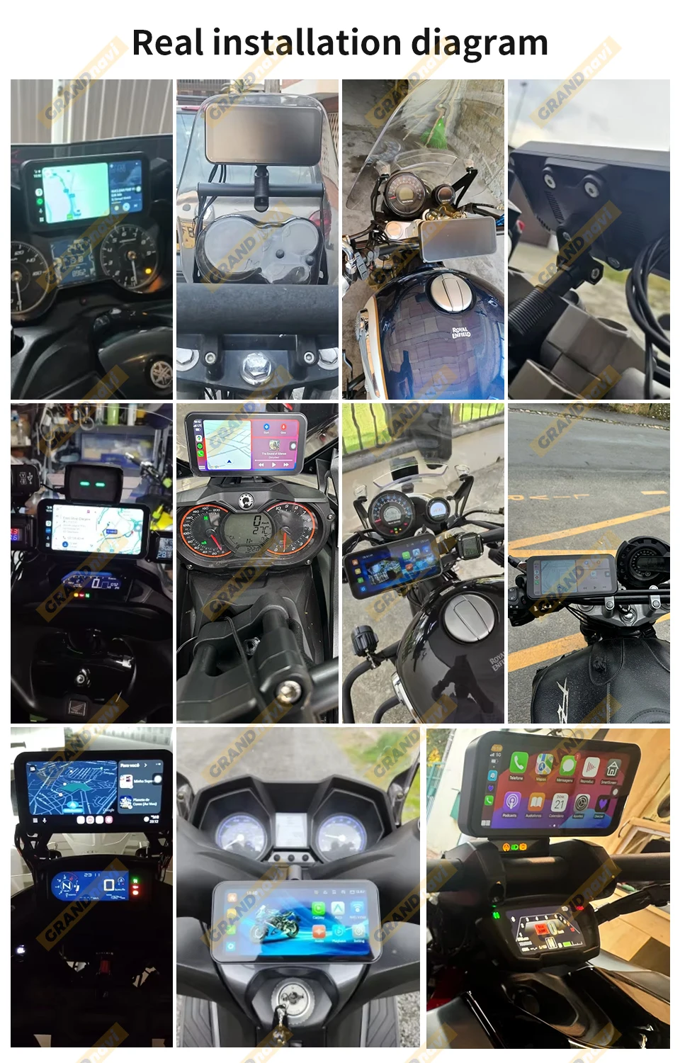6,5 Zoll Motorrad Tragbare Smart Display IP67 Wasserdichte Drahtlose CarPlay Android Auto Abnehmbare Halterung Bluetooth Monitor – Detail 5