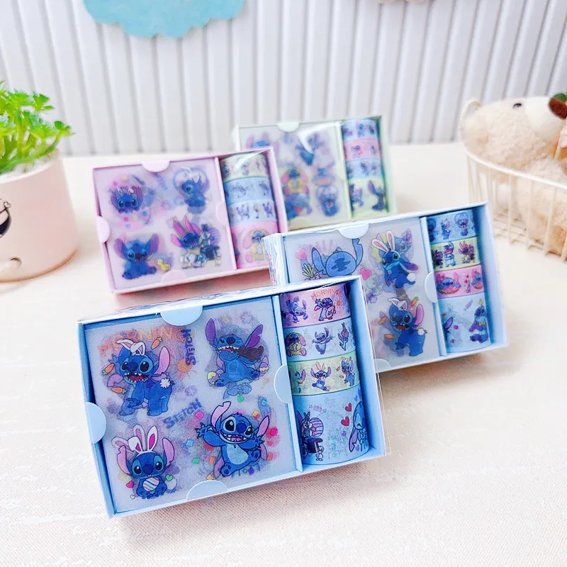 Disney stitch Cute  sticker and washi tape combo set, cartoon stickers, journaling supplies, ideal for DIY crafts，reward,gifts