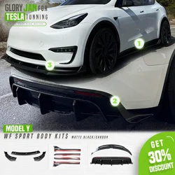 Model Y WF Tuning For Tesla 2020-2024 Body Kit Matte Black Carbon Front Lip Side Skirt Hitch Tow Rear Diffuser Spoiler Parts