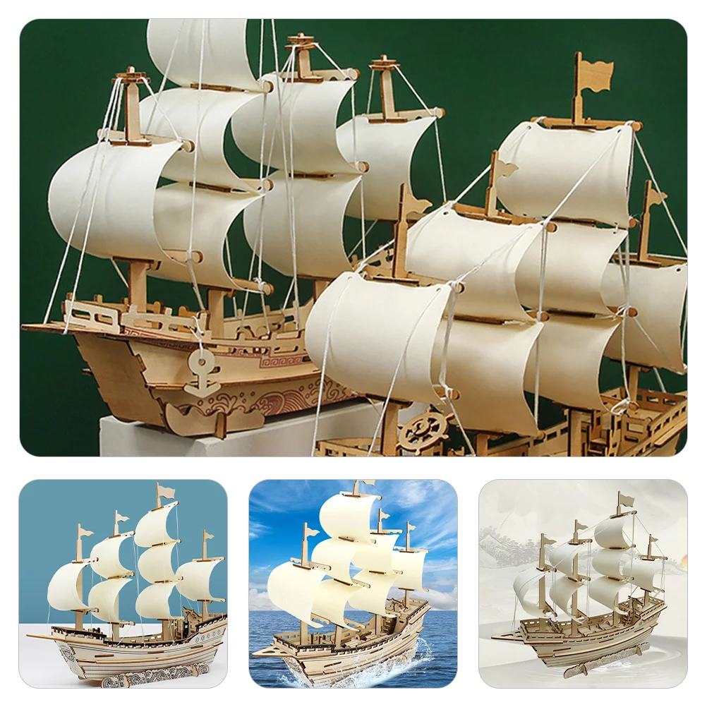 3 D Silk Merchant Ship Model Sailboat Wooden Puzzle 3d Puzzles Suite DIY Models for Adults to Build Child