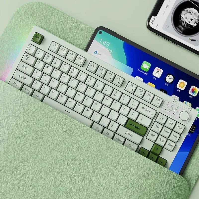 Mechanical Keyboard Green White Light Wired Office Feel Good Mechanical Feel Computer Notebook Universal 87 Key Color Fresh