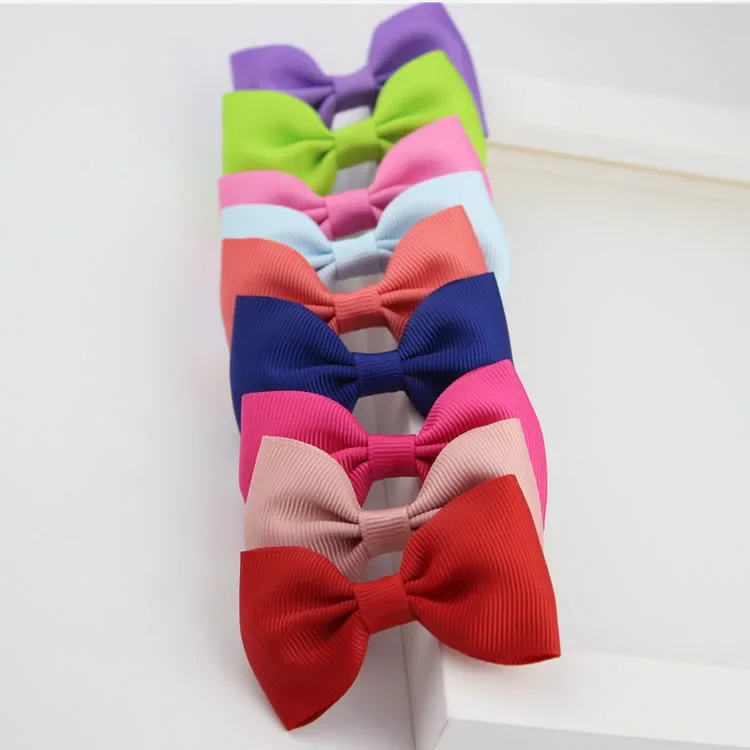 Hot Children Sweet Lovely Candy Barrettes Bowknots Kids Solid Color Ribbon Hair Clip Bows Baby Cute  Accessories