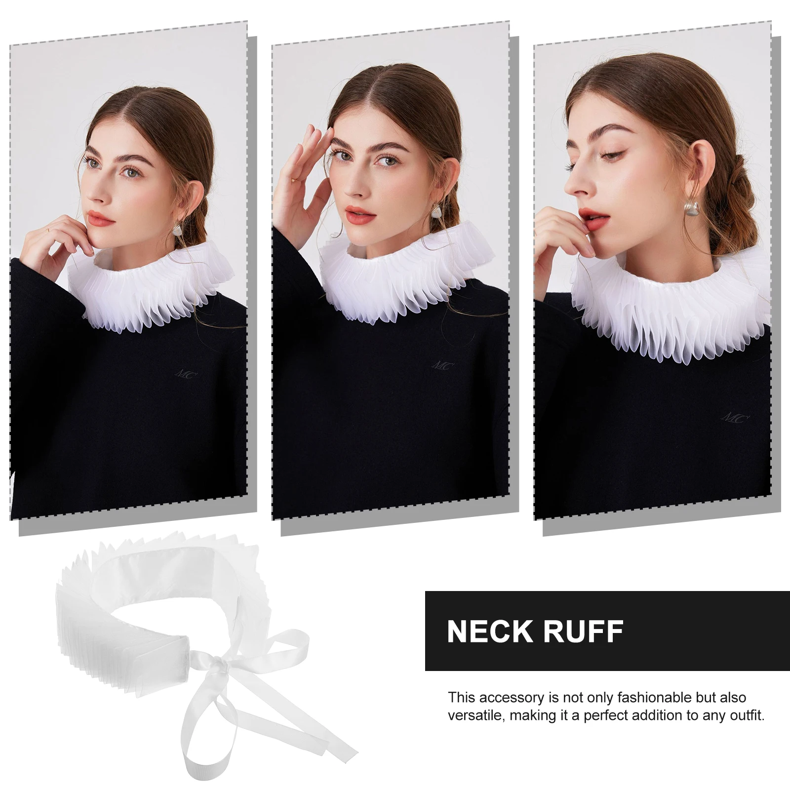 

Lace Fake Sweet Women False Decorative Neck Fashion Collar Ruff Fashion Neck Ruff Collar Blouse Accessory Polyester