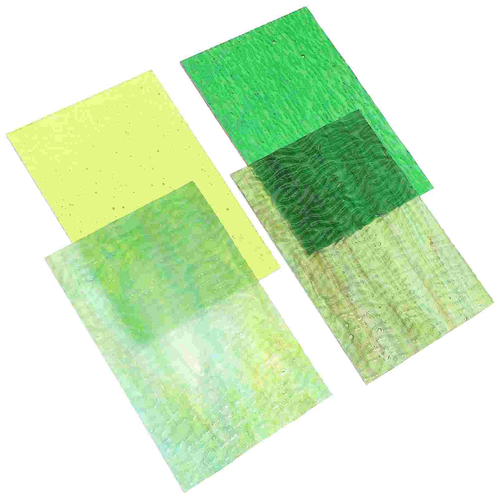 4 Pcs Self Stick Mosaic Tile Green Decorations Mica Glass Sheet Projects Supplies Ceramic DIY Crafts