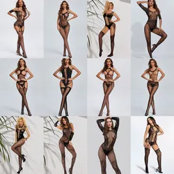 New Fashion Adult Women's Fishnet Tights Lingerie Valentine's Day Gift Costume Female Sexiest Bodysuit Mesh Transparent Jumpsuit