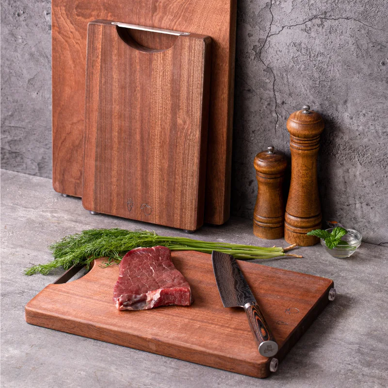 

Ebony wood cutting board Solid wood thickened double-sided can be used as a household cutting board