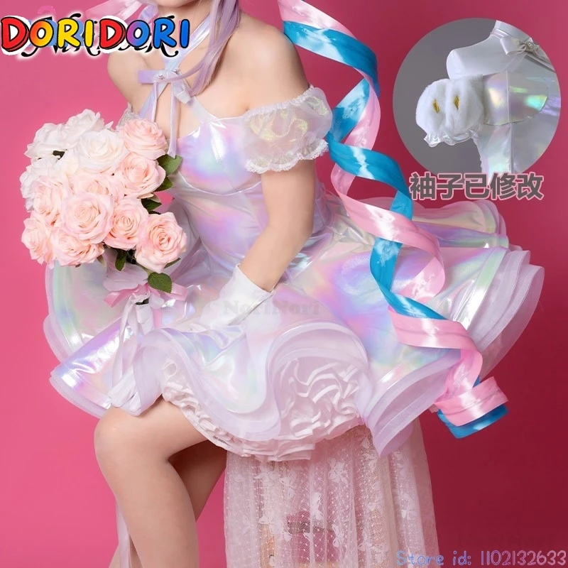 NEEDY GIRL OVERDOSE KAngel Costume with Wig Streamer Overload Lolita Dress Shoes Outfit Women with Laser Skirts Ribbon Ponytail view 2