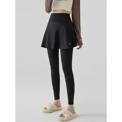 Autumn New Pant Skirt Fake Two Pieces Shark Leggings Women Popular Shaping Yoga Fitness Seamless Sports Leggings