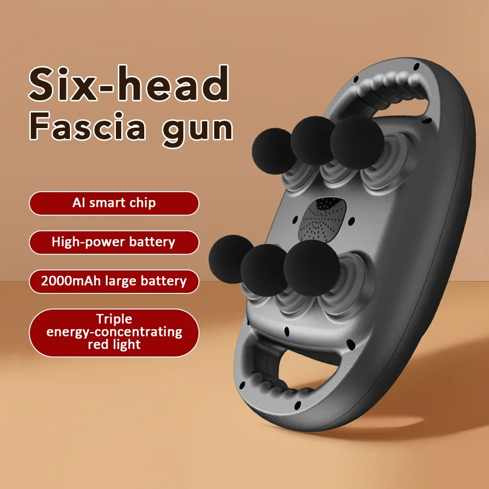 Electric Fascia Gun 6 Heads Massage Gun High Frequency Vibration Muscle Relax Body Massager Deep Tissue Back Leg Neck Massage