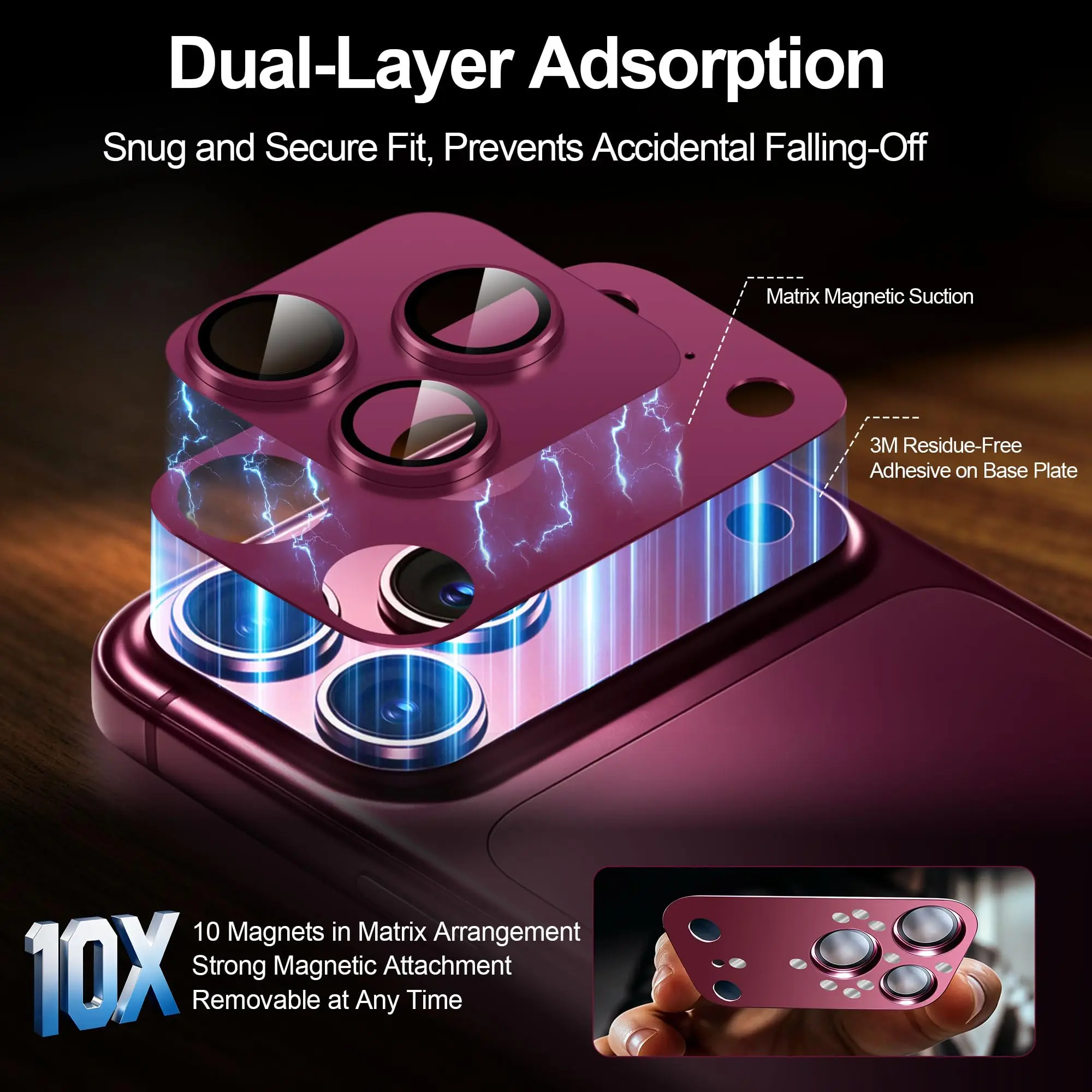 3/2/1 Pcs Frosted Armor Camera Lens Protector for iPhone 18 Pro Max 18 17 Pro One Piece Metal Glass Original Official Burgundy