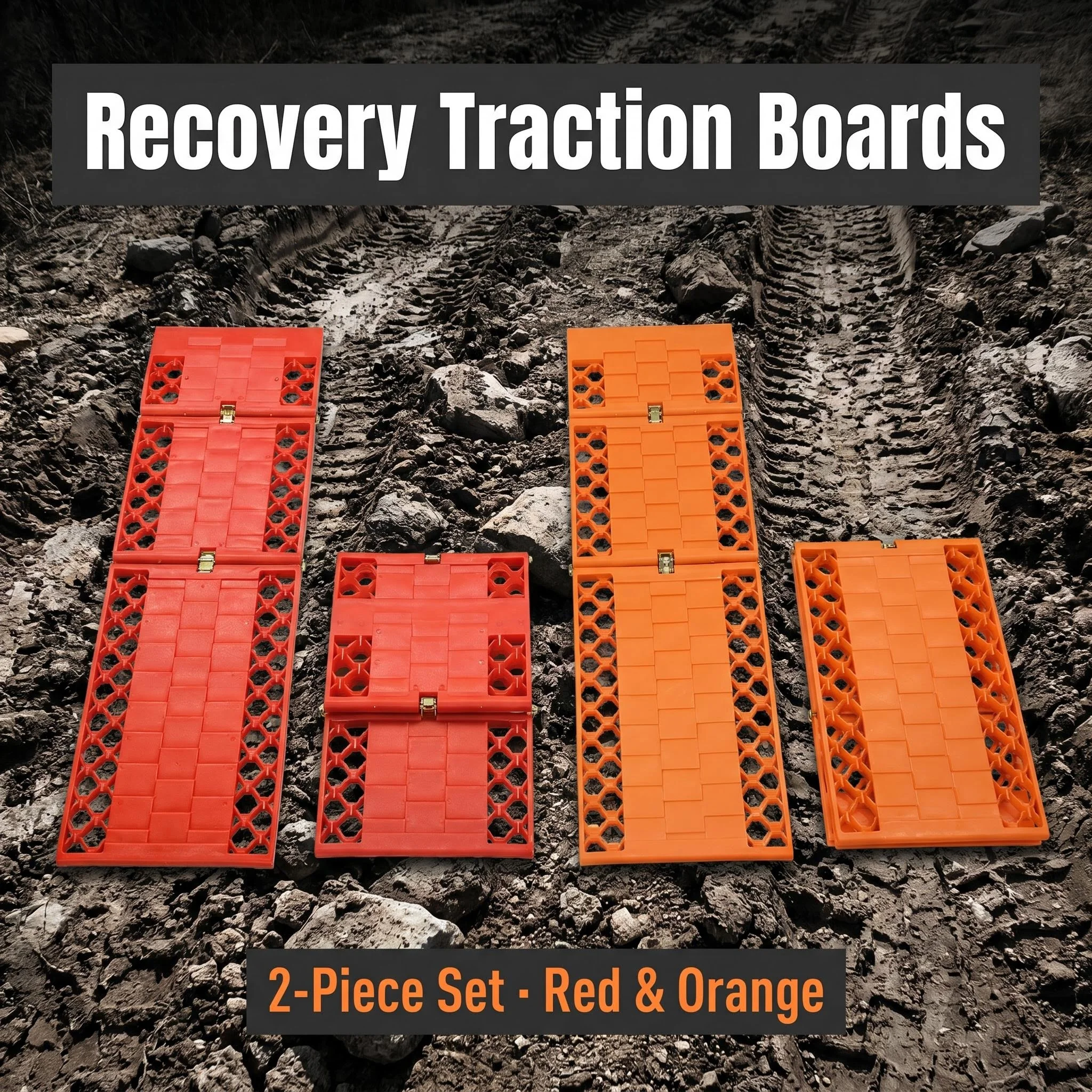 2Pcs Foldable Car Traction Boards, Non-Slip Tire Recovery Pad for Snow Mud Sand, Portable Off Road Anti-Skid Plate