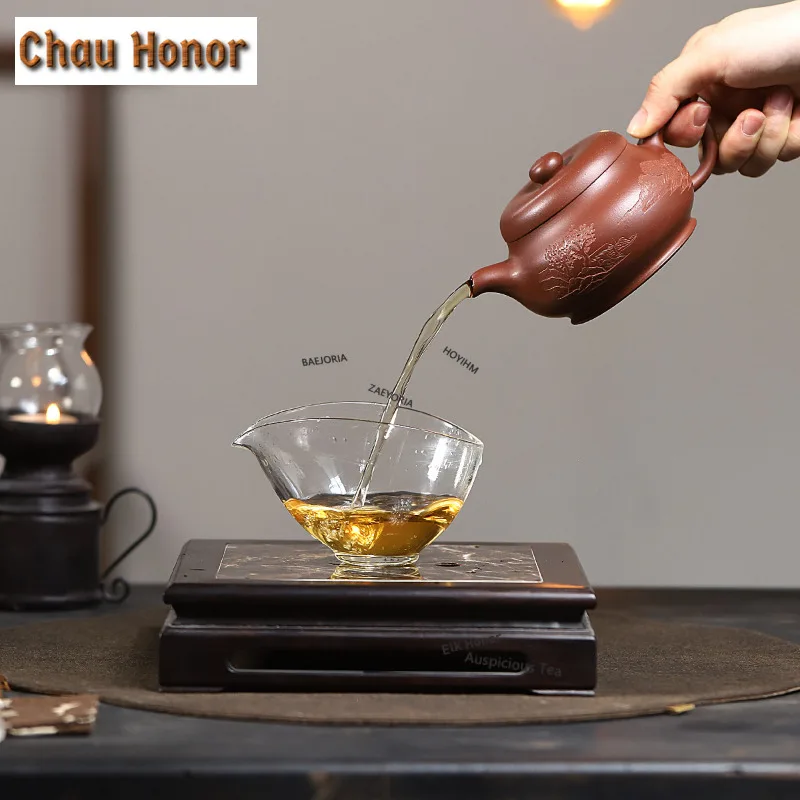 220ml Creative Yixing Purple Clay Teapots Handmade Persimmon Pot Raw Ore  Mud Kettle With Filter Chinese Zisha Teaset Decoration