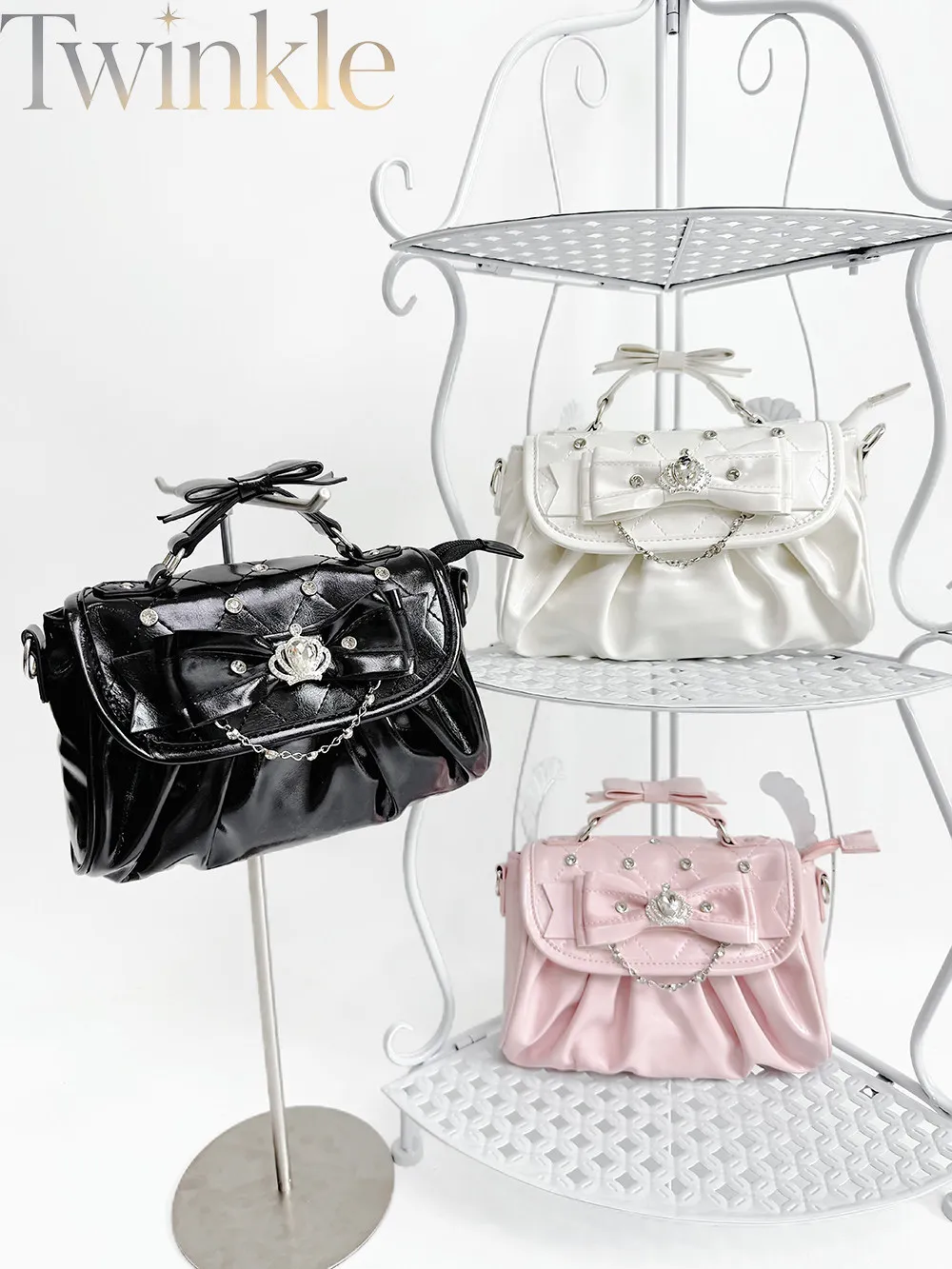 Women Shoulder Bag Crossbody Handbag Lolita Japanese Rhinestone Elegant Sweet Girl Purse Kawaii