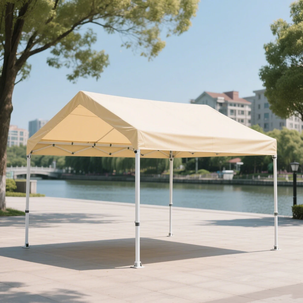 

STLF Customizable Beige Sunshade Exhibition Tent Factory Durable Steel Construction 5m Bay for Outdoor Riverside Plaza Leisure P
