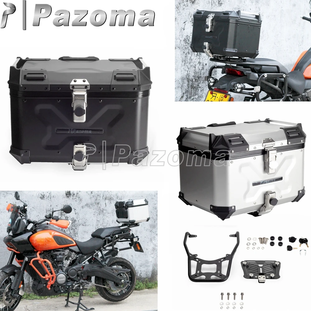 

42L Motorcycle Top Case Box Rear Trunk w/ Baseplate Bracket Rack Mounting System For Harley Pan America 1250 RA1250 S 2021-2022