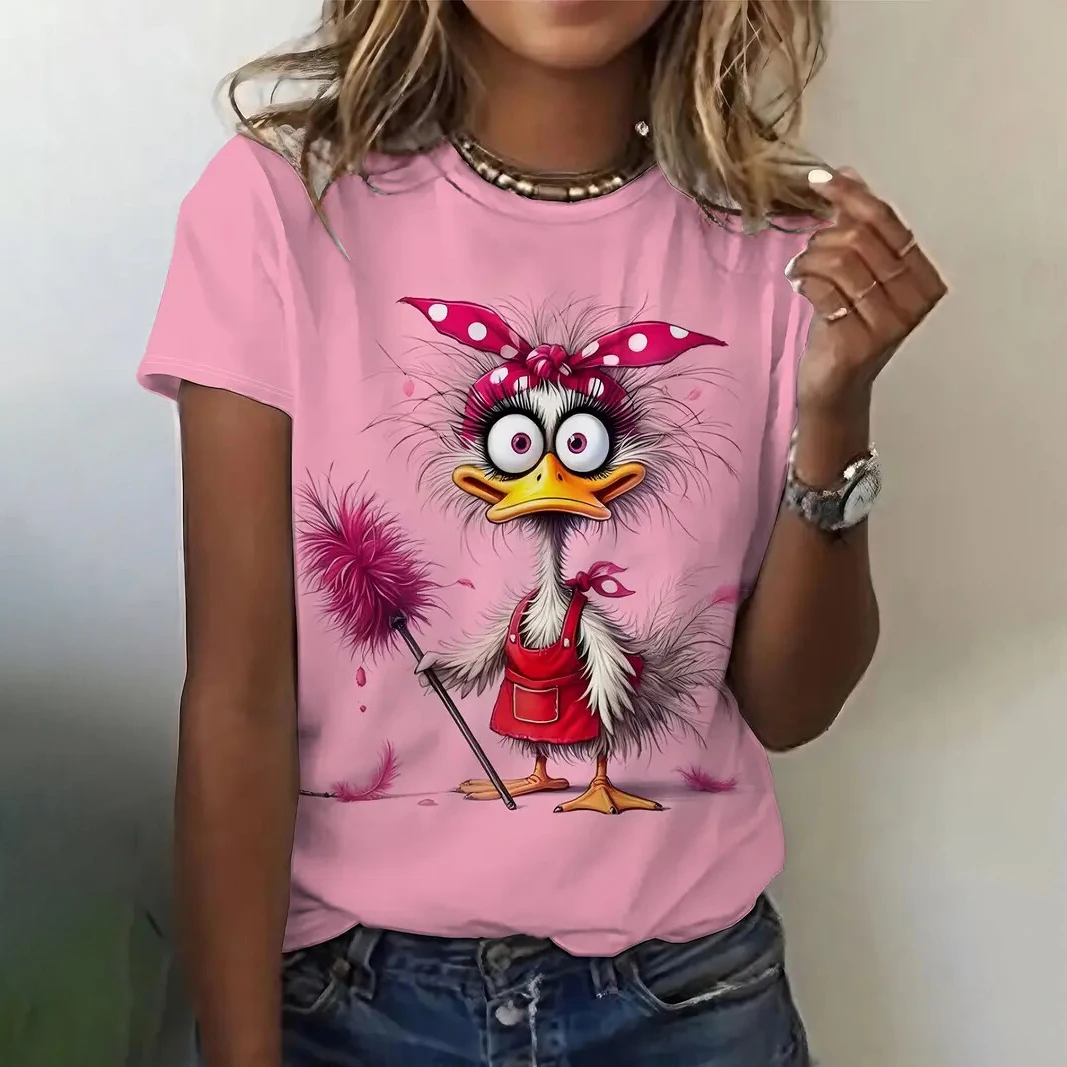 Funny Women's T-Shirts Summer Casual Short Sleeve Crew Neck Tee Fashion Streetwear Female Oversized Clothing Cartoon T-Shirts image 3