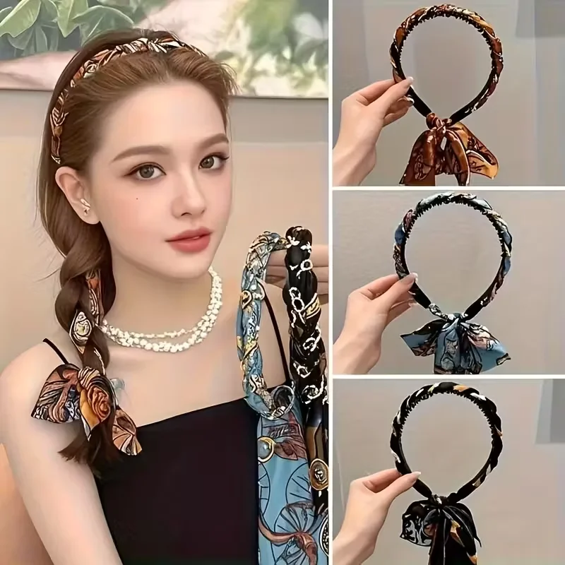 1pc/3pcs Bohemian chain long ribbons, high-end hair bands, hair clips, women's woven hair bands, ribbons, bridal headdresses