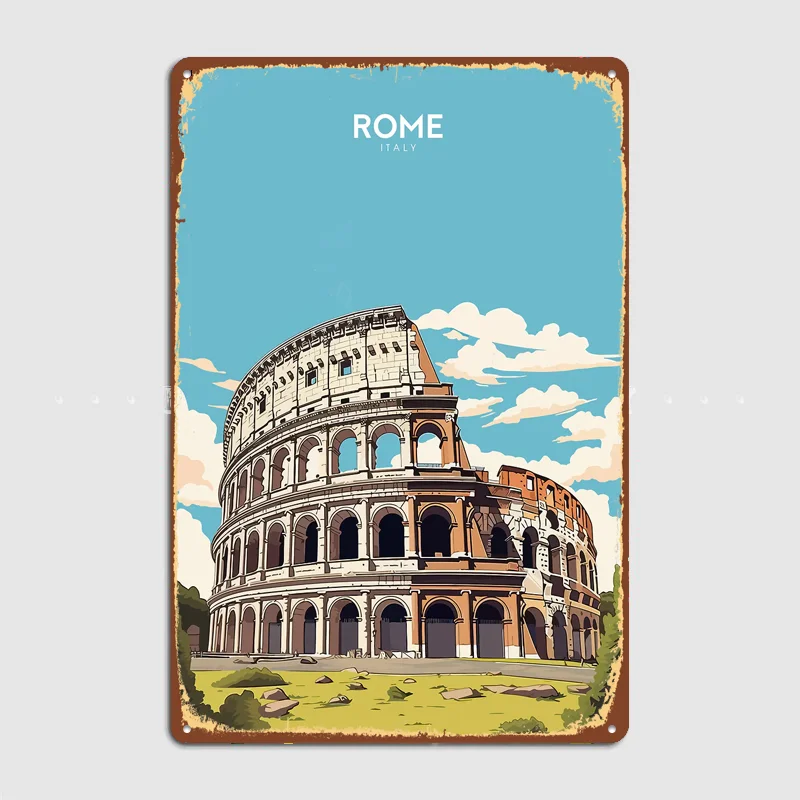 Colosseum Rome City Scenery Travel Poster Metal Sign Life Wall Custom Bedroom Indoor Home Wall Decor Posters Room Decoration