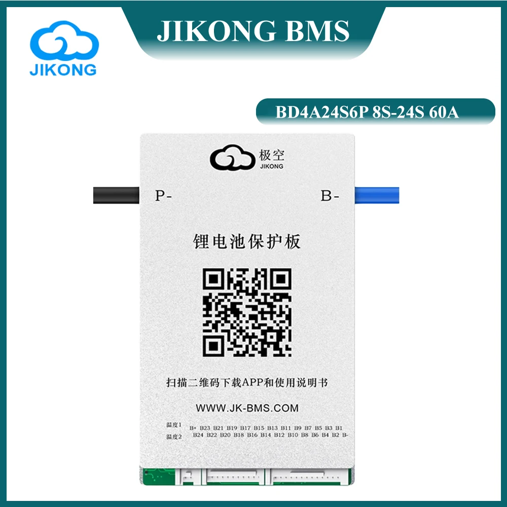 JKBMS BD4A24S6P Smart BMS 24V 36V 48V 72V for LiFePo4 Li-ion LTO Battery 0.4A Active Balance 60A 8S 10S 16S 24S Batteries JIKONG