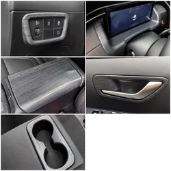 For Hyundai Tucson NX4 2021 2024 Car Headlight Cup Holder Dashboard Gear Shift Panel  Handle Armrest Cover Trim Wood Grain Color