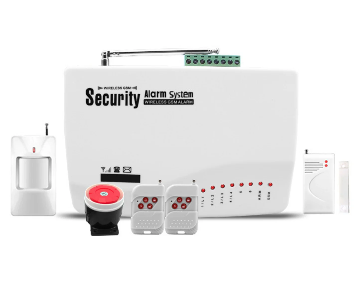 Imagem -02 - Magnetic Door Open Burglar Alarm System Segurança em Casa Zona sem Fio Fios Sms Gsm Sensor de Movimento Pir Conjunto