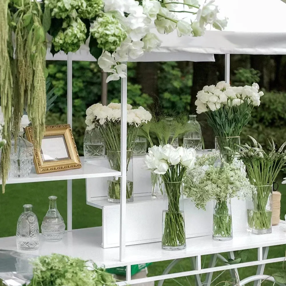 الحديد ديكور خارجي ديكور الزفاف الدعائم البستنة التصوير زهرة حامل الحلي زهرة متجر عرض موقف تعويم الحلي