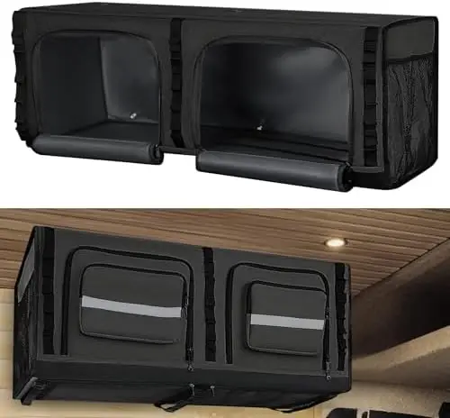 

RV Overhead Storage Cabinet 36" Soft-Sided Organizer for Sprinter, Transit, Promaster Vans – Black